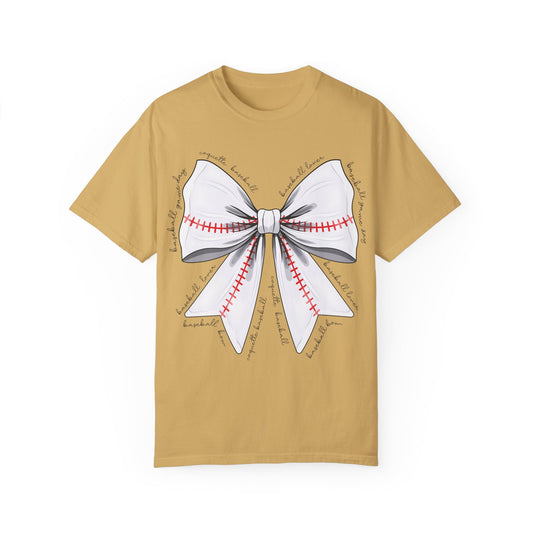 Softball Bow Unisex Garment-Dyed T-Shirt - Perfect for Sports Lovers