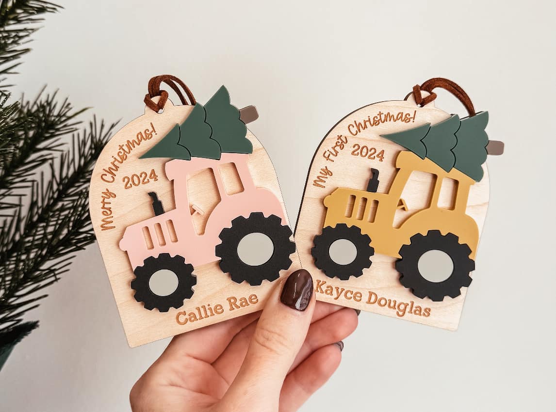 3D Custom Tractor with Tree Ornament