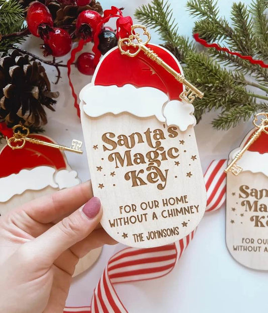 Santa's Magic Key w/ wood & acrylic Ornament