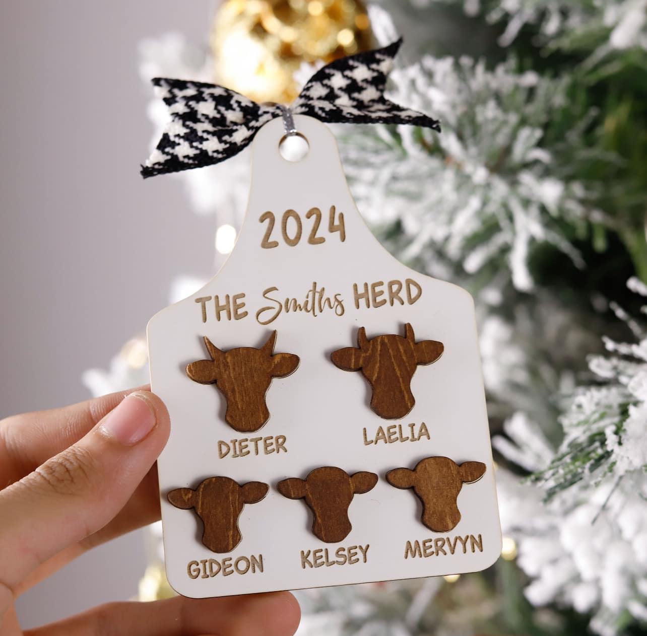 The Herd Family Cow Tag Ornament