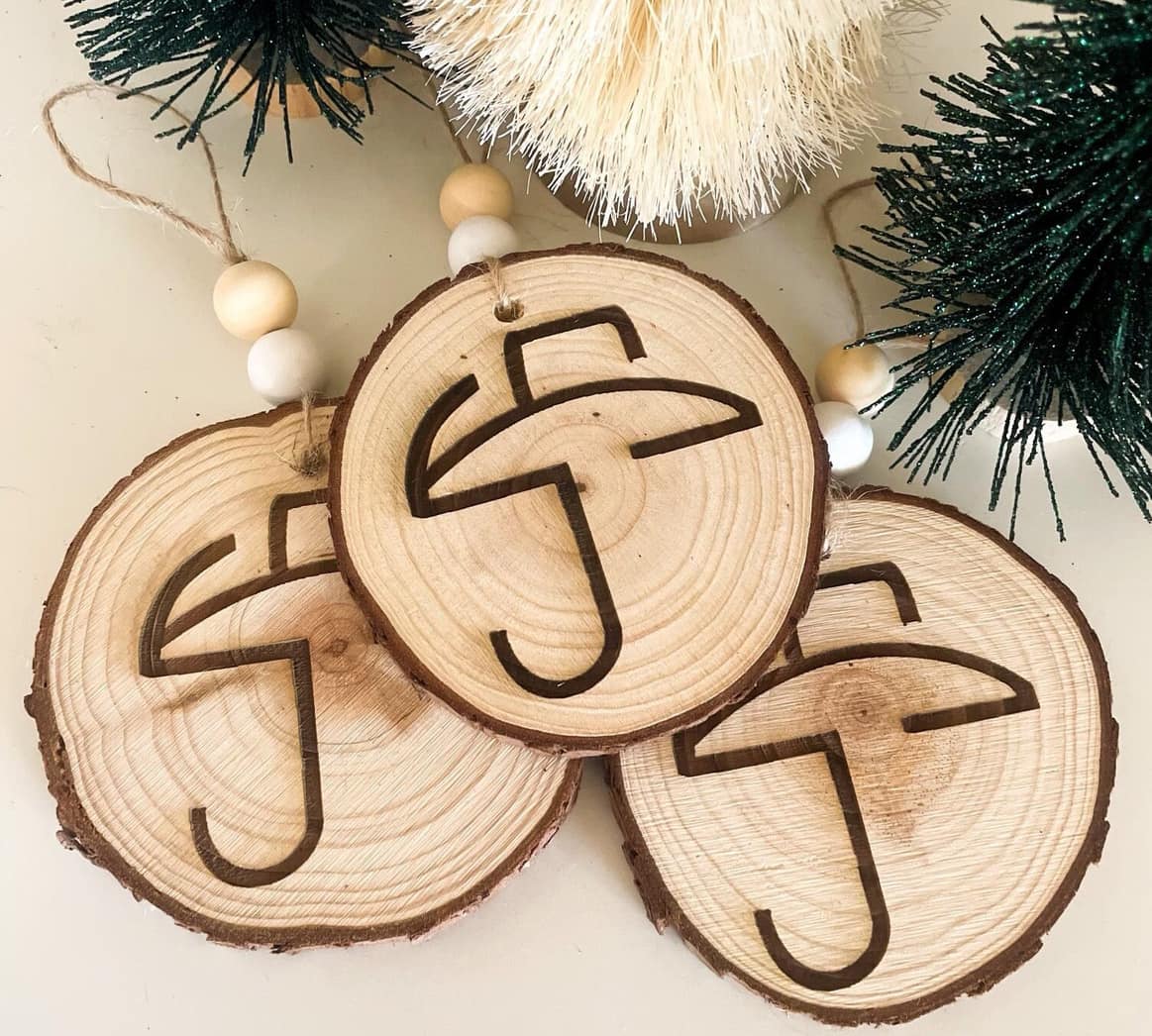 Raw Wood Slice Ornament with Custom Brand