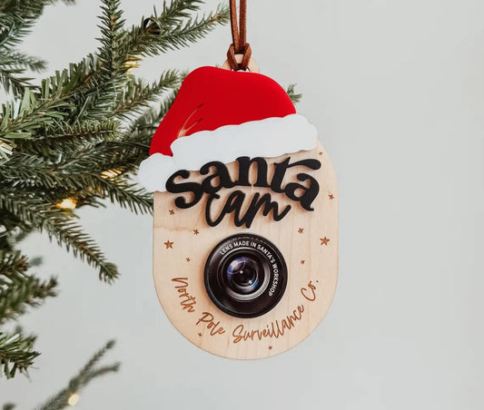 Wood Santa Cam Ornament