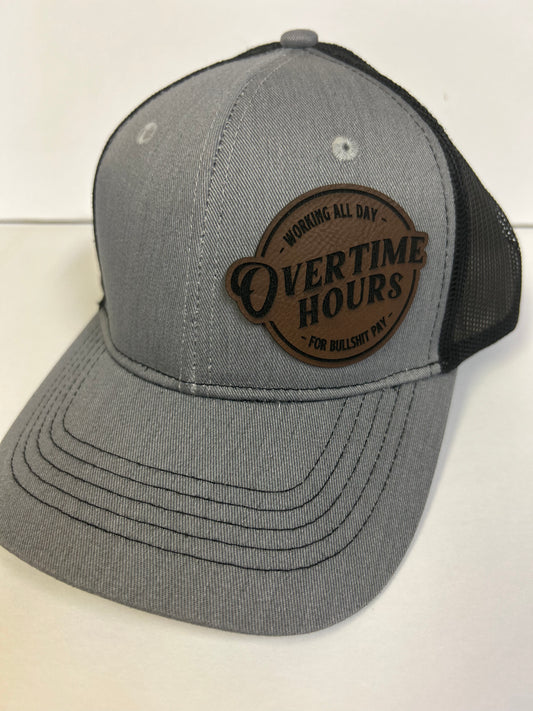 Overtime Hours Hat - Richardson 112 Leather Patch Oliver Anthony Hat