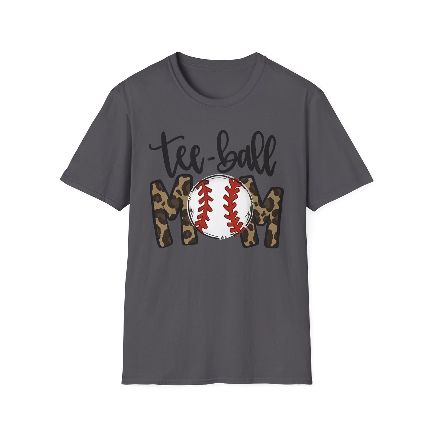 Tee-Ball Mom Softstyle T-Shirt - Cute Leopard Print Tee for Sports Moms