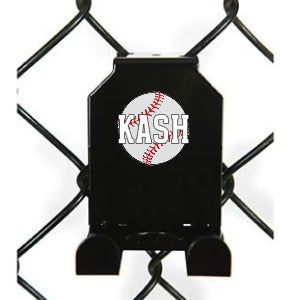 Personalized Sports Gear Fence Mount - Custom Holder for Baseball/Softball Bat and/or Bag