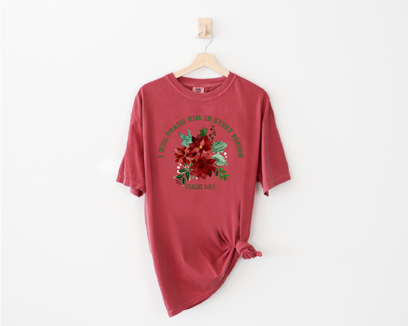 Faithful Blooms: Poinsettia Christmas T-Shirt