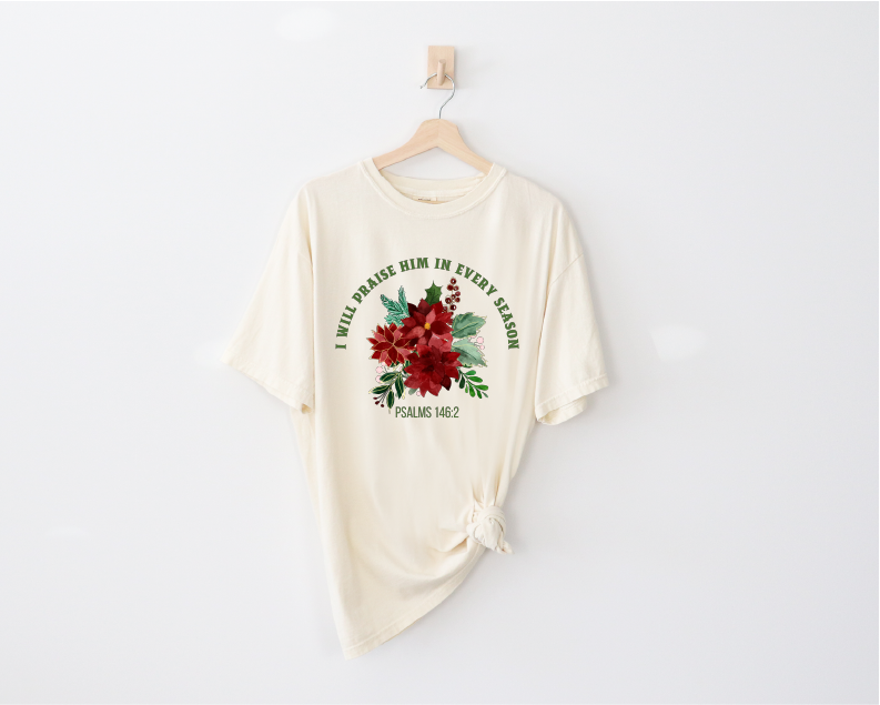 Faithful Blooms: Poinsettia Christmas T-Shirt