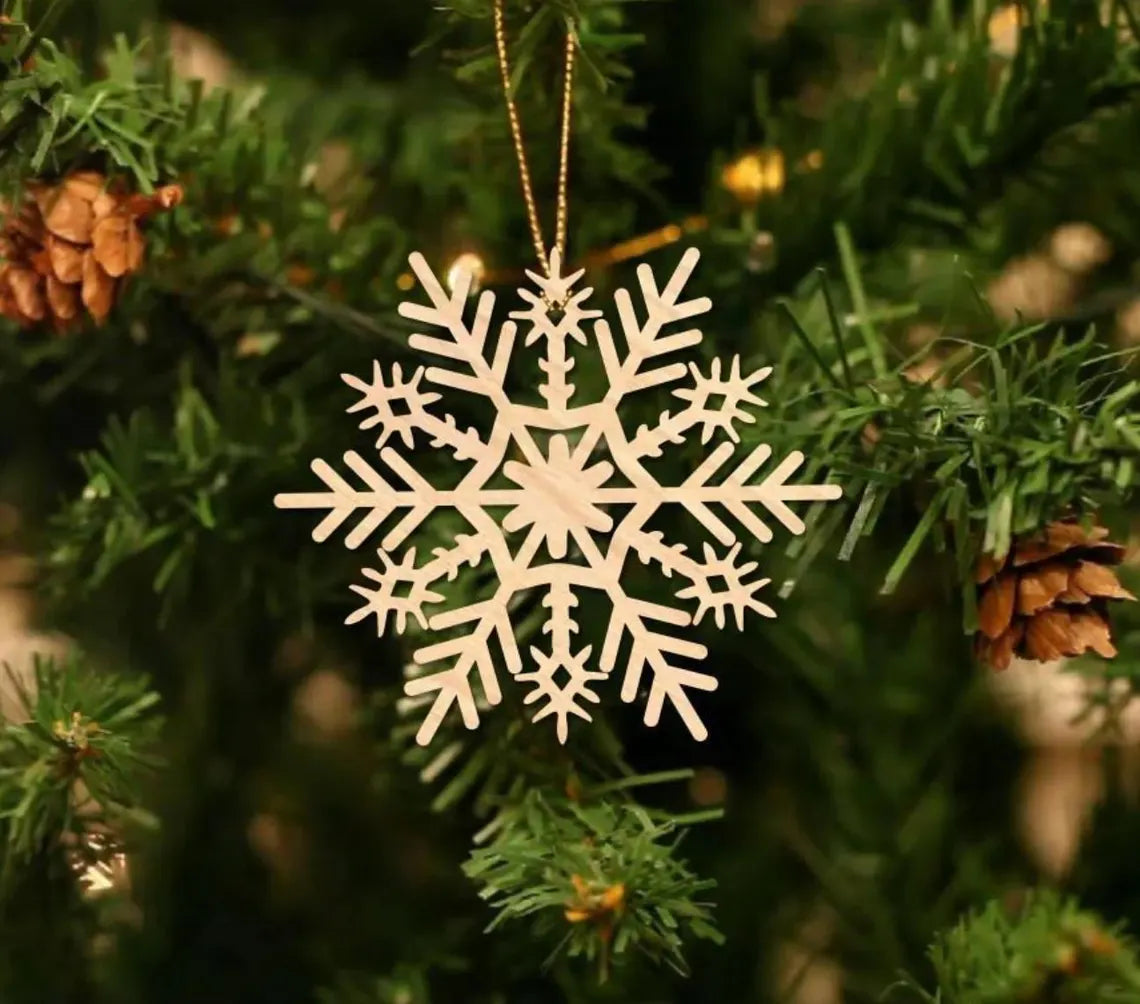 Wooden Snowflake Ornament Set