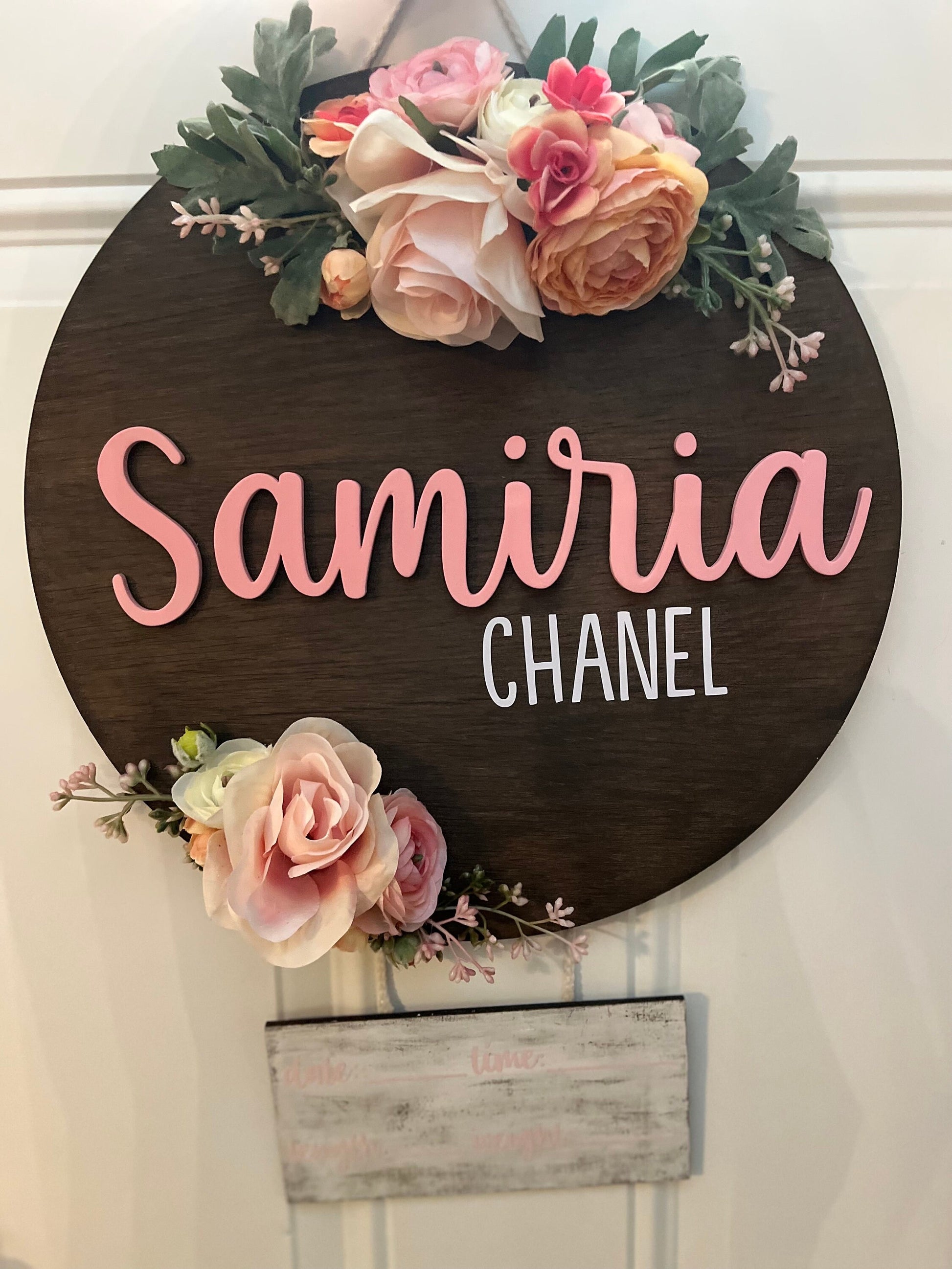 3D Lettering/ Baby Girl/ Birth Stat Sign/ Hospital Photo Prop/ Nursery Decor/ Door Hanger/ Birth Announcement/ Floral