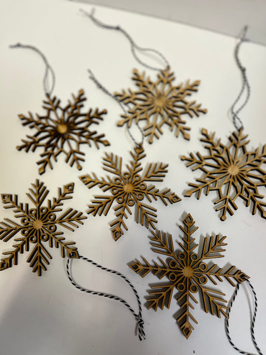 Wooden Snowflake Ornament Set