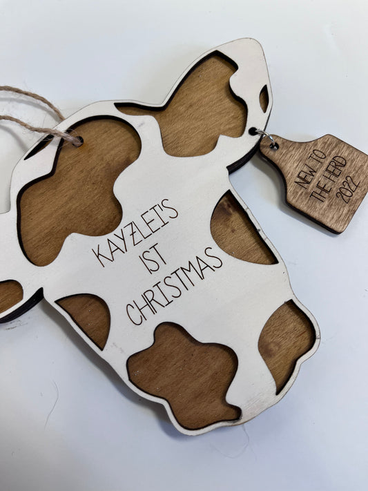 Cow 1st Christmas Ornament